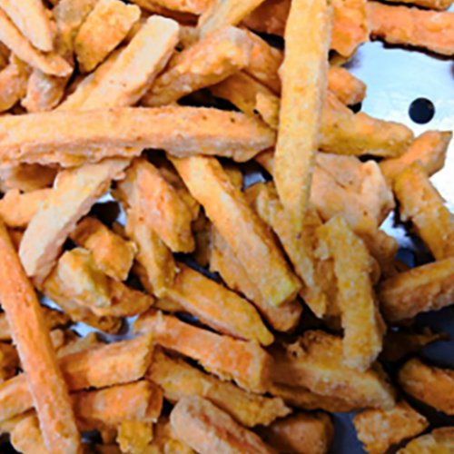 Frozen fried sweet potato strips and sweet potato horn
