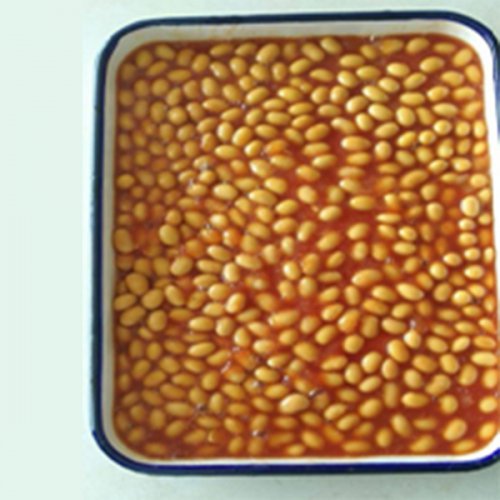 Canned soy beans in tomato sauce