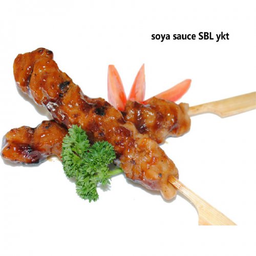 Frozen charcoal grilled chicken thigh meat skewers
